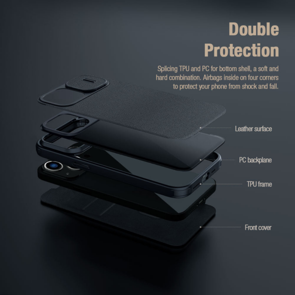 Nillkin preklopna torbica QIN Pro z zaščito kamere za iPhone 14 Plus 6.7 - črna - Image 5