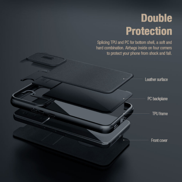 Nillkin preklopna torbica QIN Pro z zaščito kamere za iPhone 14 Pro Max - črna - Image 9