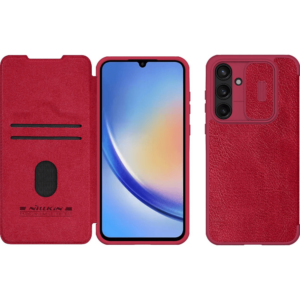 Nillkin preklopna torbica QIN Pro z zaščito kamere za Samsung Galaxy A55 - rdeča
