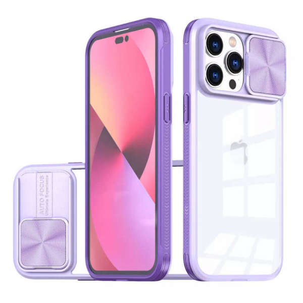 Onasi Lens Cover silikonski ovitek zaščita za iPhone 15 Pro Max - prozorno/vijola