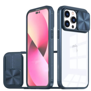 Onasi Lens Cover silikonski ovitek zaščita za iPhone 15 Pro Max - prozorno/moder