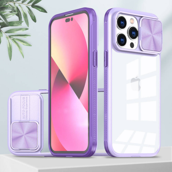 Onasi Lens Cover silikonski ovitek zaščita za iPhone 15 Pro Max - prozorno/vijola - Image 4