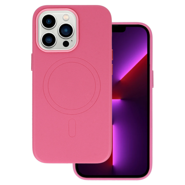Onasi usnjen silikonski ovitek MagSafe za iPhone 14 Pro Max - pink - Image 5