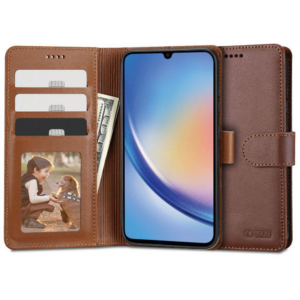 Onasi Wallet denarnica usnjena preklopna torbica Xiaomi Redmi 14c / Poco C75 - rjava