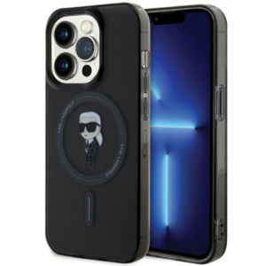 Originalen KARL LAGERFELD ovitek MagSafe iPhone 15 Pro Max Karls full body - prozorno črn - KLHMP15XHFCKNOK