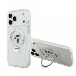 Originalen KARL LAGERFELD MagSafe ovitek iPhone 17 Pro Max - S stojalom - Karls full body - bel - KLHMP17XHMRSKCH
