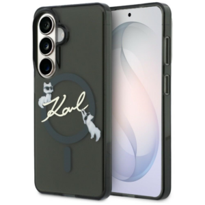 Originalen KARL LAGERFELD MagSafe ovitek Samsung Galaxy S26 5G - Choupette - prozorno črn - KLHMS26S5HKSCAK