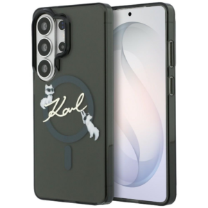 Originalen KARL LAGERFELD MagSafe ovitek Samsung Galaxy S26 Ultra 5G - Choupette - prozorno črn - KLHMS26L5HKSCAK