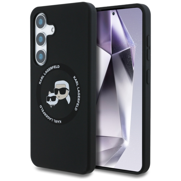 Originalen KARL LAGERFELD ovitek MagSafe Samsung Galaxy S25 Plus 5G - Heads - črn - KLHMS25MSKCHTCK