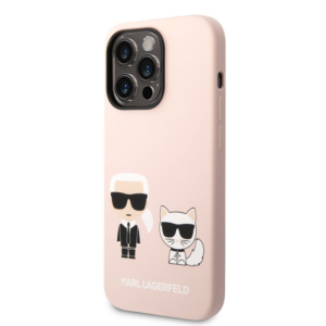 Originalen KARL LAGERFELD ovitek iPhone 14 Pro Max - Full Bodies Icon -  roza silikonska zaščita - KLHCP14XSSKCI