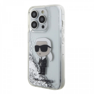 Originalen KARL LAGERFELD ovitek iPhone 15 Pro Max - NFT Karl Body - prozorna trda zaščita z bleščicami - KLHCP15XLNKHCH