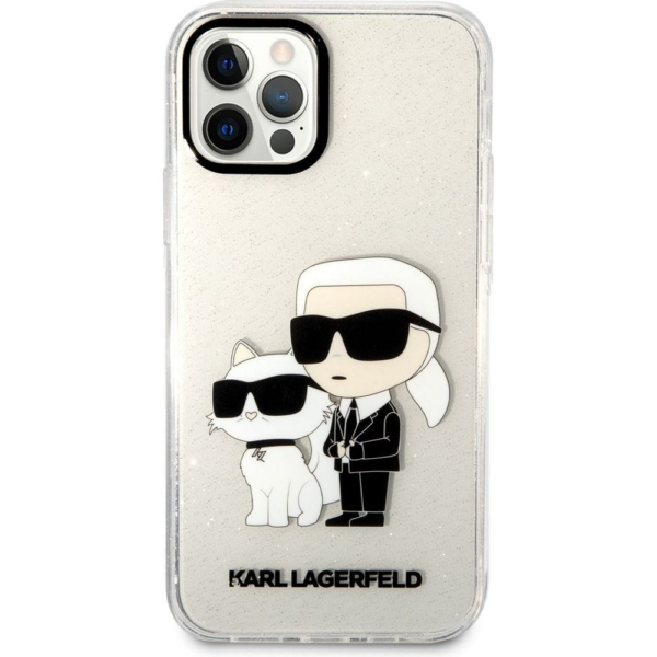 Originalen KARL LAGERFELD ovitek iPhone 12 / iPhone 12 Pro - Glitter IML NFT Full Bodies -  prozoren ovitek z bleščicami - KLHCP12MHNKCTGT