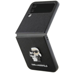 Originalen KARL LAGERFELD ovitek Samsung Galaxy Z Flip 4 - Saffiano Full Bodies - črna zaščita - KLHCZF4SAKCNPK