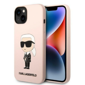 Originalen KARL LAGERFELD ovitek iPhone 14 - IML NFT  Karls Full Body - roza silikonska zaščita - KLHCP14SSNIKBCP