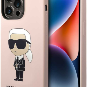Originalen KARL LAGERFELD ovitek iPhone 15 Pro - IML NFT  Karls Full Body - roza silikonska zaščita - KLHCP15LSNIKBCP