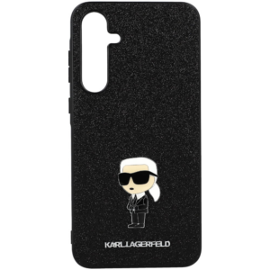 Originalen KARL LAGERFELD ovitek Samsung Galaxy A55 - Glitter IML NFT Iconic - črn ovitek z bleščicami - KLHCSA55GKNPSK