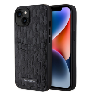 Originalen KARL LAGERFELD ovitek iPhone 13 6.1 - Saffiano Monogram - Card Slot - KLHCP13MSAKLHPPK