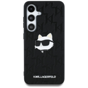 Originalen KARL LAGERFELD ovitek Samsung Galaxy S25 Ultra 5G - Monogram Choupettes Head  - črna zaščita - KLHCS25LPGKLCHHPK