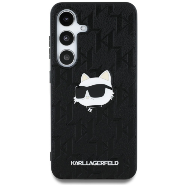 Originalen KARL LAGERFELD ovitek Samsung Galaxy S25 Ultra 5G - Monogram Choupettes Head  - črna zaščita - KLHCS25LPGKLCHHPK
