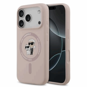 Originalen KARL LAGERFELD ovitek iPhone 17 Pro Max / iPhone 18 Pro Max - IML NFT Heads - roza silikonska zaščita MagSafe - KLHMP17XSKCHPPLP