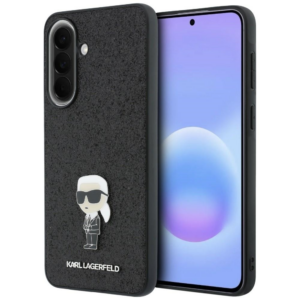 Originalen KARL LAGERFELD ovitek Samsung Galaxy A57 - Glitter IML NFT Iconic - črn ovitek z bleščicami - KLHCSA57GKNPSK