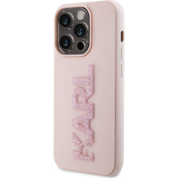 Originalen KARL LAGERFELD ovitek iPhone 15 Pro - Logo 3D - roza zaščita - KLHCP15L3DMBKCP - Image 2