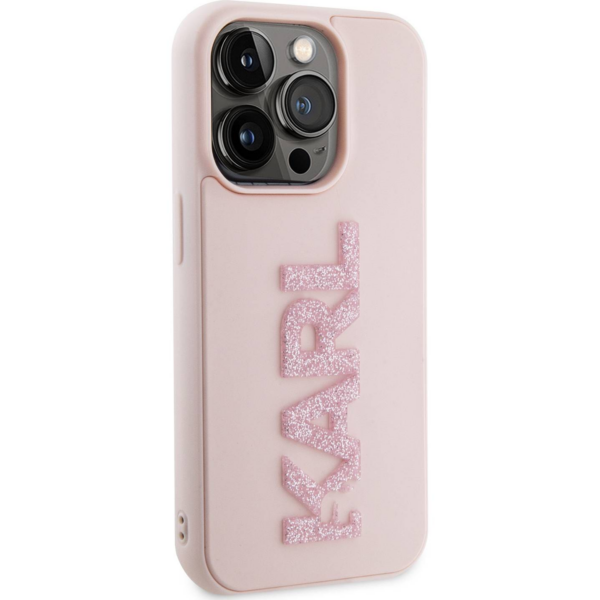 Originalen KARL LAGERFELD ovitek iPhone 15 Pro - Logo 3D - roza zaščita - KLHCP15L3DMBKCP - Image 4