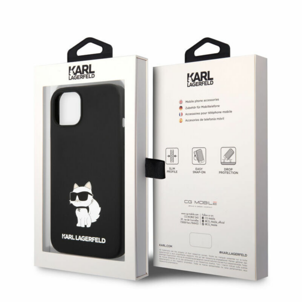 Originalen KARL LAGERFELD ovitek iPhone 13 6.1 - IML NFT Choupette Body - črn silikonska zaščita - KLHCP13MSNCHBCK - Image 5