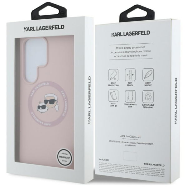 Originalen KARL LAGERFELD ovitek MagSafe Samsung Galaxy S25 Ultra 5G - Heads - roza - KLHMS25LSKCHTCP - Image 8