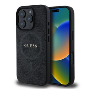 Originalni GUESS ovitek GUHMP16XG4GFRK za iPhone 16 Pro Max - MagSafe - PU Leather  - črn