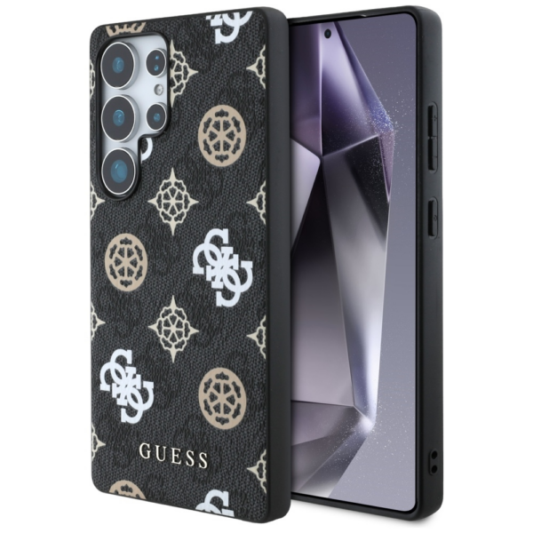 Originalni GUESS ovitek GUHMS25LP4PWPK za Samsung Galaxy S25 Ultra 5G - MagSafe - Stamp - PU - črn