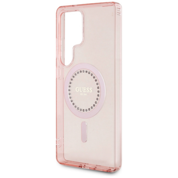 Originalni GUESS ovitek GUHMS25LPFTDTEP za Samsung Galaxy S25 Ultra 5G - MagSafe - roza s kristalčki - Image 6