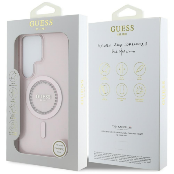 Originalni GUESS ovitek GUHMS25LPFTDTEP za Samsung Galaxy S25 Ultra 5G - MagSafe - roza s kristalčki - Image 8