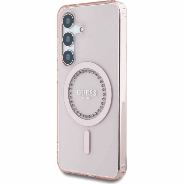 Originalni GUESS ovitek GUHMS25SPFTDTEP za Samsung Galaxy S25 5G - MagSafe - roza s kristalčki - Image 2