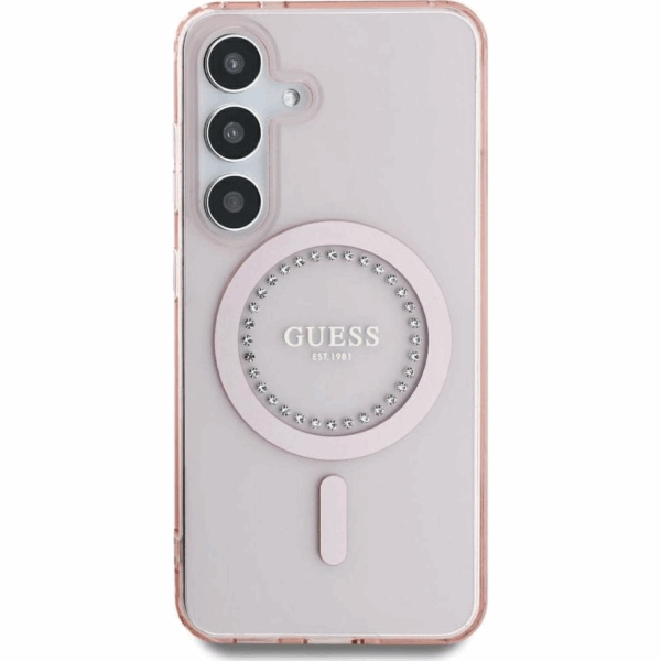 Originalni GUESS ovitek GUHMS25SPFTDTEP za Samsung Galaxy S25 5G - MagSafe - roza s kristalčki - Image 3