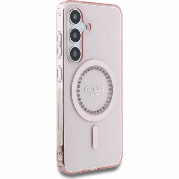 Originalni GUESS ovitek GUHMS25SPFTDTEP za Samsung Galaxy S25 5G - MagSafe - roza s kristalčki - Image 4