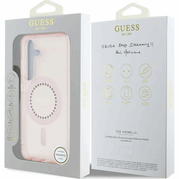 Originalni GUESS ovitek GUHMS25SPFTDTEP za Samsung Galaxy S25 5G - MagSafe - roza s kristalčki - Image 8