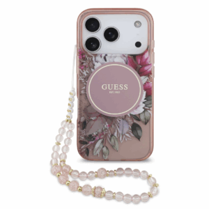 Originalni GUESS ovitek za iPhone 17 Pro / iPhone 18 Pro - MagSafe - Flowers pink - GUHMP17LHFWBRCESP