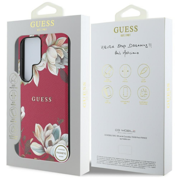 Originalni GUESS ovitek za Samsung Galaxy S25 Ultra 5G - MagSafe - Printed Flower - pink - GUHMS25LPGNMPLMF - Image 8