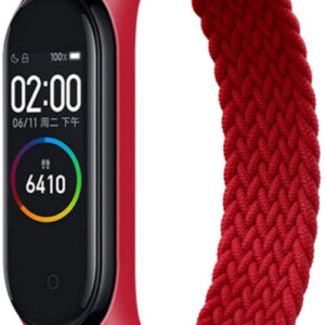 Pašček za uro Xiaomi Mi Band 3 ali 4 - pleten rdeč