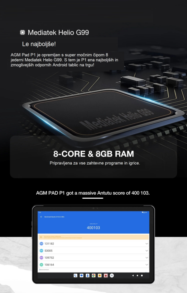 AGM tablica P1 Pad vodoodporna in odporna na prah IP68 8GB / 256GB - Image 12