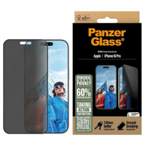Panzer Glass zaščitno steklo Privacy za iPhone 16 Pro - Full glue - Edge