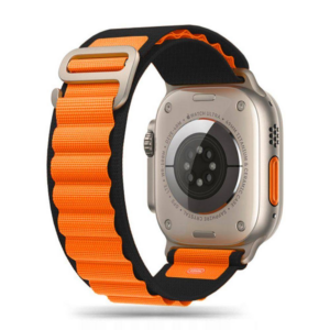 Pašček za uro Apple Watch 4 / 5/ 6 / 7 / 8 / SE / Ultra (42 / 44 / 45 / 49 mm) - črno oranžen