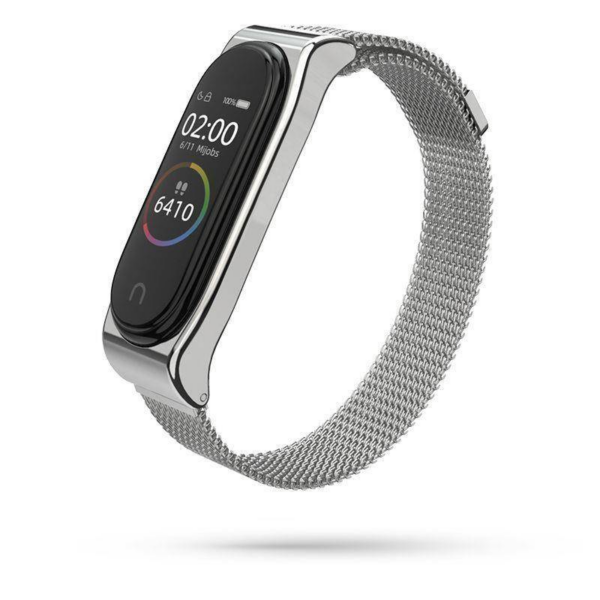 Pašček za uro Xiaomi Mi Band 3 in 4 - kromiran srebrn - Image 2