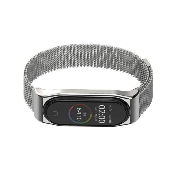 Pašček za uro Xiaomi Mi Band 3 in 4 - kromiran srebrn - Image 3