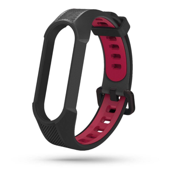 Pašček za uro Xiaomi Mi Band 5, 6 in 7 - črno rdeč