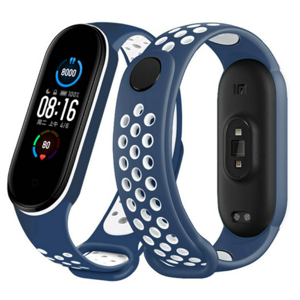 Pašček za uro Xiaomi Mi Band 5 in 6 - modro bel - Image 2