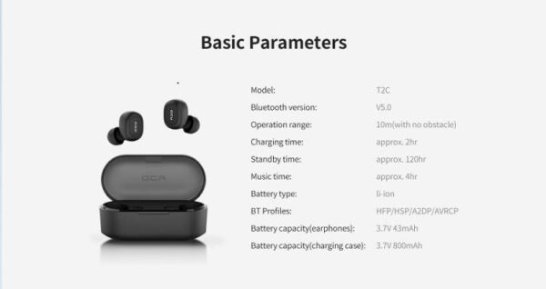 QCY BLUETOOTH SLUŠALKA (slušalke) TWS T2C (2020) stereo črne - Image 5
