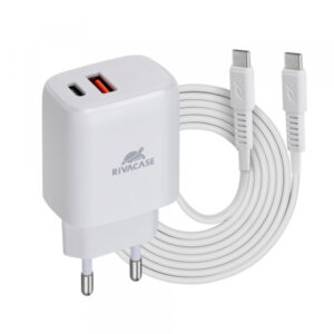 RIVACASE hišni polnilec PS4192 WD4 Quick Charge 20W vhod Type C in USB, ter s kablom Type C - Original (EU Blister) bel