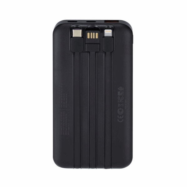 RIVACASE prenosna baterija/powerbank VA2211 10.000 mAh 22,5W, z LCD ekranom in 3x podatkovni kabli (Type-C, Lightning, USB-A) - za vse telefone in tablice - Image 5